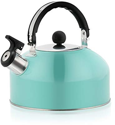Whistling Tea Kettle with - Handle, Surgical Stainless Steel Teapot for All Stovetops-Tea Pot for Stove Top,Suitable for All Hob/Stove Types,3 Liter (Sky Blue)