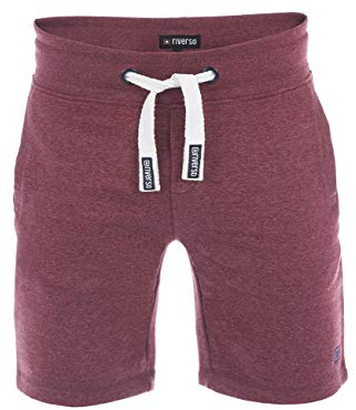 riverso RIVMoritz - Pantaloncini corti da uomo, in cotone, colore nero, verde, blu, rosso, grigio, beige, S, M, L, XL, 2XL, 3XL, 4XL, 5XL, Melange rosso bordeaux (15400), M