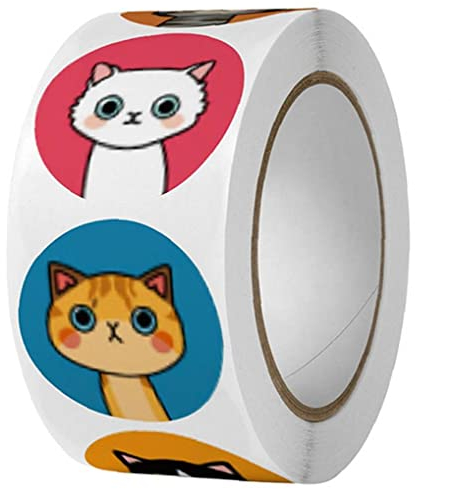 PiniceCore 500 Stücke Kitty Katze Runde Niedliche Party Dekorative Aufkleber Schule Belohnung Aufkleber Scrapbooking Schreibwaren