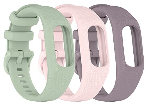Gheper 3PCS Weiche Silikonbänder Kompatibel mit Garmin Vivosmart 5 Armbändern Ersatzarmbänder Armband Gehäuseabdeckung für Damen Herren,Kleine/Große Größe