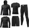 Ensemble d'entraînement de compression pour homme 5 pièces Séchage rapide, noir, Taille M
