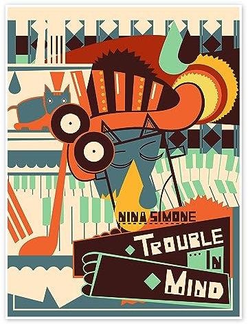 Nina Simone - Trouble in Mind Poster von Vintage Entertainment Collection 60 x 80 cm Wandbilder Wanddeko