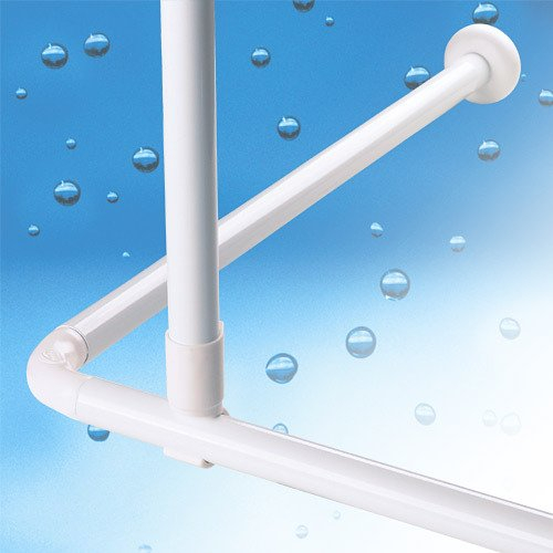 ALU DECKENHALTERUNG EXTRA LANG 120 cm - BASIC! FÜR WINKELSTANGE DUSCHVORHANGSTANGE (weiss)
