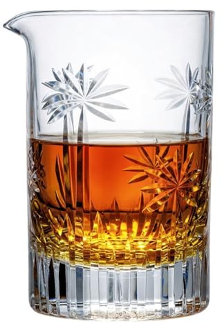 Homestia Cocktail Mixing Glass, 24 oz Weighted Old Fashioned Glass with Jigger Pourer- Crystal Cocktail Stirring Pitcher - Thick and Sturdy Bottom, Mixology Bartender Essentials, Home Bar Tool