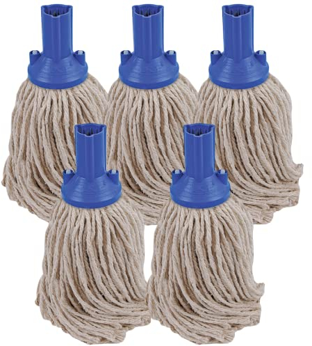 Avern Cleaning Supplies String Mop Heads Cotton PY Yarn Replacement Socket Mop Head - Colour Coded - (Pack Of 5) (Blue), (RSMMOPS150G)