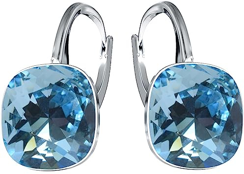 MŚ 1997 MENNICA ŚWIDNICKA Hängende Ohrringe 925 Silber mit Marken Kristall Zirkonia - Damen Schmuck Echt Silberne Hänge Ohrhanger Ideal Geschenge (Aqua)