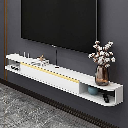 Meuble TV, Meuble TV Flottant Mat, Console De Divertissement Murale Media Center Unité TV pour Salon Chambre/Blanc/100Cm