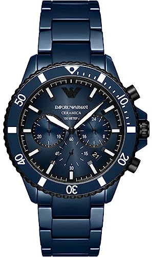 Emporio Armani Herrenuhr quarz/chrono Uhrwerk 43mm Gehäusegröße mit einem keramikarmband AR70009