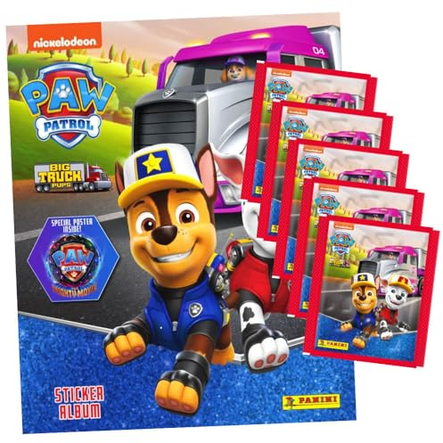 Panini Paw Patrol Sticker Serie 9 - Big Truck (2023) - Sammelsticker - Auswahl (1 Album + 5 Tüten)