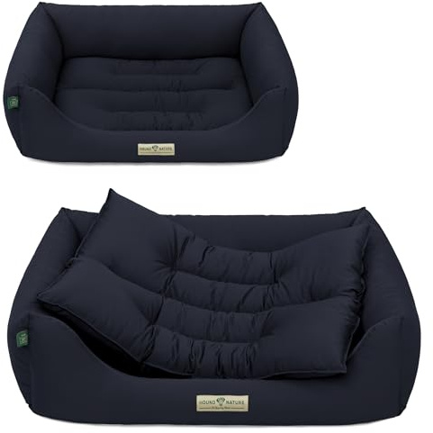 HOUND & NATURE | Öko Hundebett Bern | Weich/Soft | Gr. M für Mittelgroße Hunde - Kuscheliges Hundebett Waschbar mit Wende - Liegekissen (M - 95x70 cm, Dunkelblau)