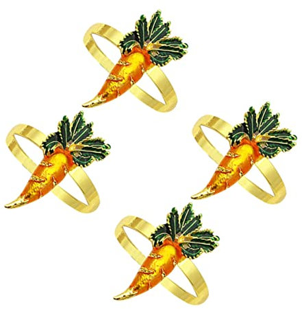 PRETYZOOM Serviettenringe für Ostern 4 Stück Karottenform Serviettenschnallen Modische Gelbe Legierung Tischdekoration