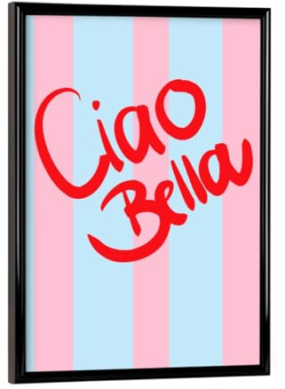 artboxONE Poster mit schwarzem Rahmen 18x13 cm Typografie Ciao Bella Stripes - Bild Stripes Bella bunt