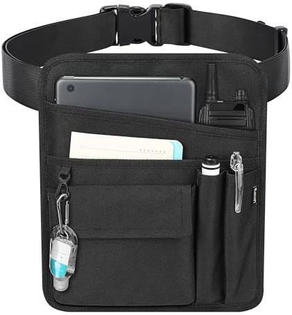 Likesing Server Apron Waist Pouch, Restaurant Waiter Waist Tool Pouch Bag with Adjustable Belt, Utility Money Bag Working Serving Apron with Pockets for Waitress for Restaurant Hotel Bar, Black, Up to