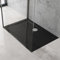 doporro Piatto Doccia 80x100 cm Rettangolare in Acrilico Rinforzato Nero, Altezza 4 cm Ultrasottile, con Piletta di Scarico Cromata Inclusa （AL01) - Faro2