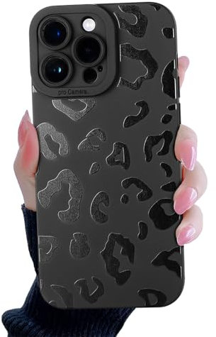 Compatible for iPhone 13 Pro Max Case, Black Leopard Cute Cheetah Pattern Design for Women Girls, Soft TPU Slim Profile, Anti-Slip Shockproof Protective Girly Case for iPhone 13 Pro Max