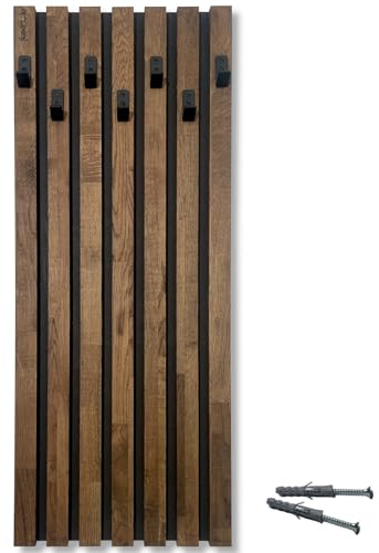 FLEXISTYLE Kleiderhaken wand Wandgarderobe Garderobe Holz Eiche Lamellen Schwarz modular Höhe 98cm (Hauptmodul A 40cm Braun)