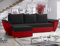 Easy4You Fly Schwarz/Rot Ecksofa L-Form 258 x 80 x 145 cm mit Schlaffunktion und Stauraum - Schlafsofa mit Bettkasten - Moderne Wohnzimmermöbel – Stoff: Mikrophase 15/34