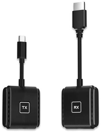 SmartSee Wireless USB-C to HDMI Transmitter and Receiver Kit Screen Mirror and Screen Extender for iPhone 15 16 Mac iPad to TV Projector Display Adapter Plug and Play
