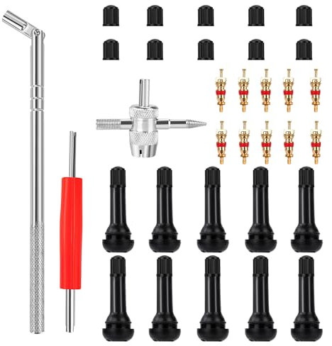 Herramienta de Extracción Válvula Neumáticos 43 Piezas, Removedor de Válvula Set con Válvula TR414 para Automóviles Motocicletas Camiones Vehículos