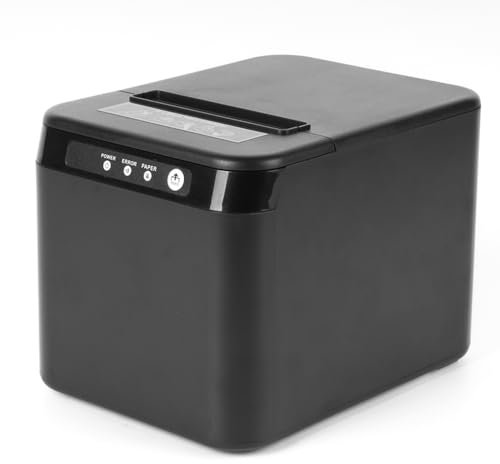 Bisofice Bondrucker 80mm Thermobondrucker unterstützt ESC/POS, Belegdrucker Quittungsdrucker POS Drucker unterstützt automatisches Schneiden, Schwarz (200 mm/s, USB + Ethernet-Anschluss)