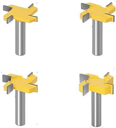 1/4pcs 1/212mm Shank 4 Edge T Type Slotting Cutter Woodworking Tool Router Bits for Wood Industrial Grade Milling Cutter Slotting(4PCS 12mm Shank)