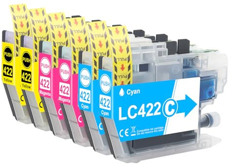 6X LC422 LC422XL Farbe Pack Druckerpatronen Kompatibel mit Brother LC422 LC422XL LC-422XL LC-422XLVAL für Brother MFC-J5345DW MFC-J5740DW MFC-J6940DW MFC-J6540DW (2 Cyan 2 Gelb 2 Magenta)