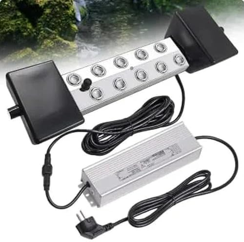 TAZZOR Ultraschall Vernebler,Nebelmacher 10 Kopf Ultraschall Nebelgerät | 7L/H mit 400W, Nebel Luftbefeuchter Teich Nebelgerät,Wasserdichtem Netzteil Schweres Nebelgerät Innenhof（10 Kopf）