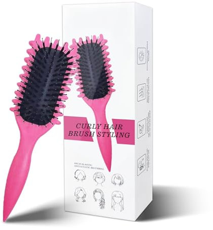 Curl Hair Brush, Curl Define Styling Brush, 2025 Neu Lockenbürste, Curl Define Stylingbürste, Wildschweinborsten Haarbürste, Haarbürste zum Entwirren für Frauen (Rosa)