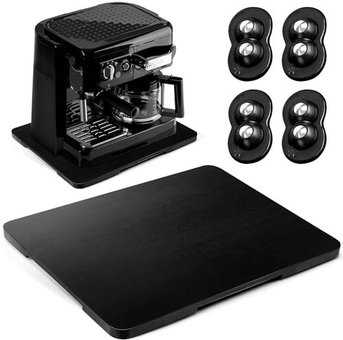 Appliance Sliders for Kitchen Appliances, Bamboo 360° Rolling Coffee Tray for Countertop, Sliding Tray for Coffee Maker, Large Coffee Pot Slider Tray for KitchenAid Stand Mixer, Air Fryer, Toaster