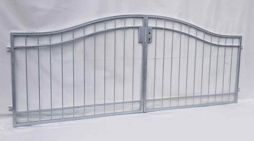 Metall Hoftor Gartentor Einfahrtstor Eingangstor Boston-GT400/100S Feuer Verzinkt Modern Rundbogen Premium Montagefertig 400 cm 4m Doppelflügeltor