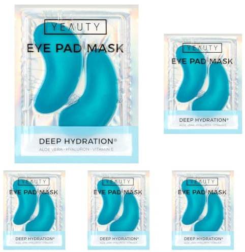 YEAUTY DEEP HYDRATION EYE PAD MASK, feuchtigkeitsspendende Augenpads mit Aloe Vera, Hyaluron und Vitamin E gegen trockene und spröde Haut, für eine optimal durchfeuchtete Augenpartie (Packung mit 5)