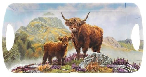 The Leonardo Collection Highland Cow Tray Medium Macneil Studios For Kitchen & Home | Non Slip Serving Tray For Food | Serving Platter For Lunch & Dinner | Plastic Trays For Tea & Serving Dishes