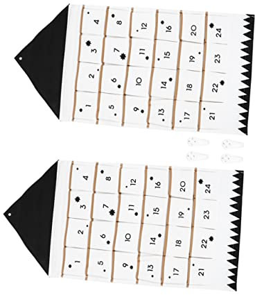 TEHAUX 2pcs Xmas Calendar Multi-pockets Hanging Bag Wall-mounted Sundries Organizer Container for Decorations Storage