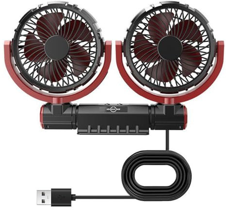 Ventiladores De Coche Que Emiten Aire Frío - Ventilador Refrescante Doble Cabezal - Dispositivo De Enfriamiento USB Con 3 Velocidades Para Asientos, Mascotas Y Niños