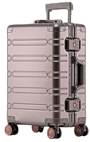 Aluminium Reisekoffer Champagner HEUER LINE Hartschalenkoffer Suitcase Trolley Luggage (S)