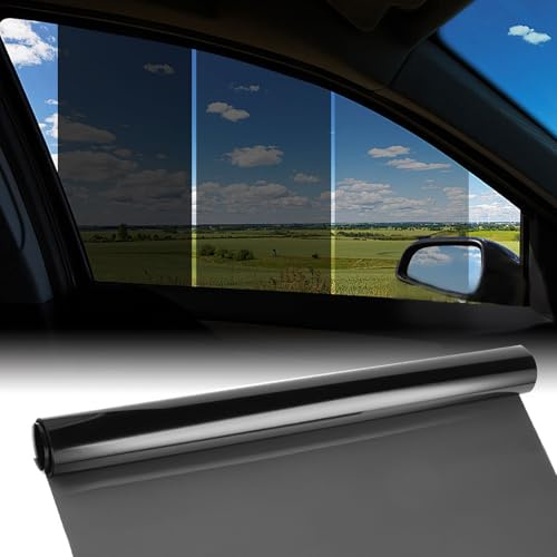Tönungsfolie Auto, 300cm x 50cm Scheibentönungsfolie Auto, 5% VLT Blockiert UV-/IR-Strahlen Sonnenschutzfolie, Hitze und Blendung - Kratzfeste Autofensterfoli für Haus-Pkw und LKW