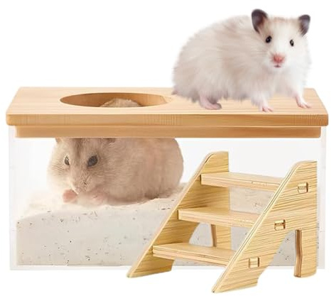Hamster Sand Bath Playpen - Sturdy Acrylic Bathroom, Easy Clean Cage Insert | Ventilated Gerbil Digging Room, Toilet Shelter for Indoor Kids Room, AR