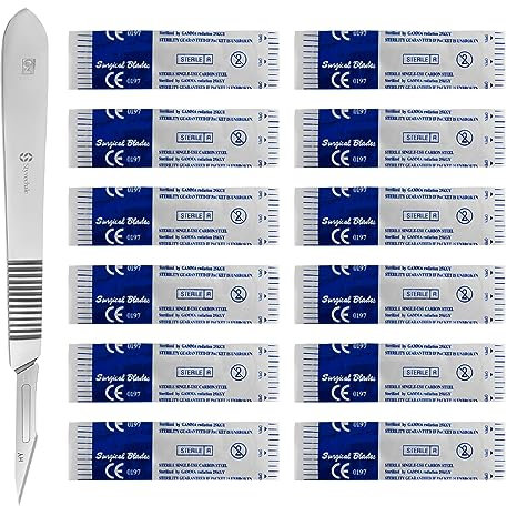 Scalpel Handle No.3 With 12 Pcs Scalpel Blades Cutting Edge #11 Ideal For Hobby Arts, Crafts, And Dermaplaning Handle Pocket Craft