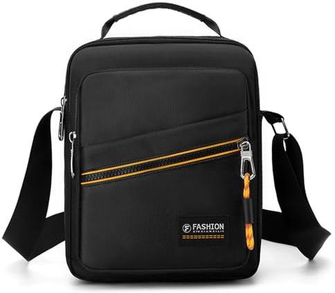 BAGZY Umhängetasche Herren Nylon Herrentasche Zum Umhängen Wasserdichte Für 9,7 Zoll IPAD Crossbody Bag Handytasche Männertasche Tägliches Mit Verstellbaren Schultergurt Sling Bag Für Reisen Schwarz