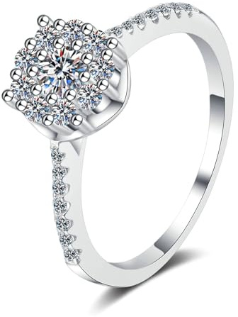 Daesar Ring Platin 950 Damen mit Diamant, Trauringe Blume mit Diamant 0.3ct Hochzeitsringe Eheringe Nickelfrei Gr.52 (16.6)