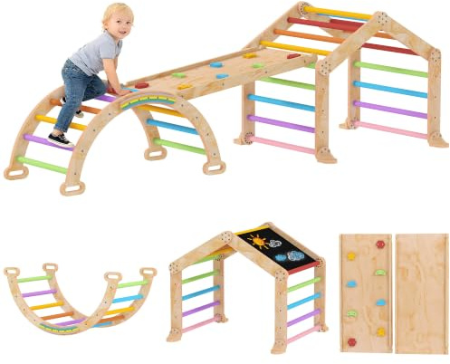 AIYAPLAY Klettergerüst für Kleinkinder Innen Klettergerüst 9 in 1 Holz