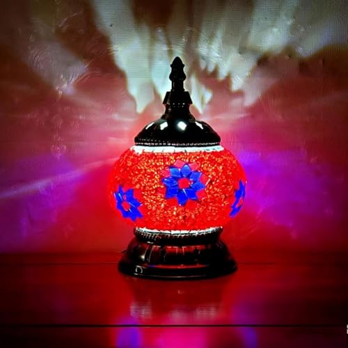 Maimeili Türkische exotische Mosaik Tischlampe mit handgefertigtem marokkanischen Stil Dekoratives Glas Retro Lampe Schatten mit USB Dekorative Schreibtisch Lichter Bett Lichter für Schlafzimmer