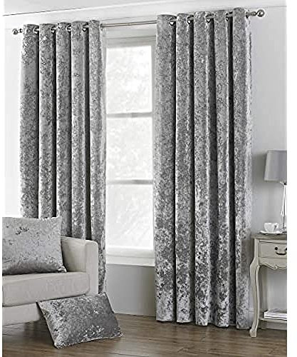 Riva Paoletti Verona Ringtop Occhielli Tende (Coppia) - Argento - Vellutato - Crushed Velvet di Sguardo 100% Poliestere - 168 Centimetri di Larghezza X 183 Centimetri Goccia (66 X 72