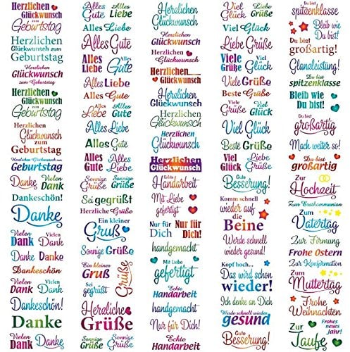 Ideen mit Herz Transparent-Sticker, 10 Bogen à 10cm x 30cm | Bunte Aufkleber zum Basteln & Dekorieren (Sprüche & Wünsche)