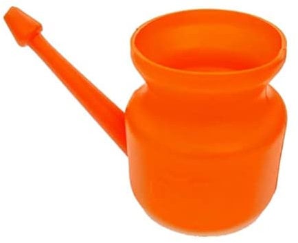 YOGSADHAK Jal Neti Pot Plastic om Printed Orange 450ML
