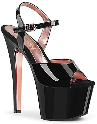 Pleaser SKY-309TT Blk Pat/Blk-Rose Gold Chrome UK 8 (EU 41)