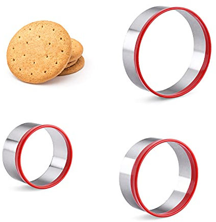 FASAKA 3-Piece Round Cookie Cutters Set 2 -2.5 - 3 Heavy Duty Circle Baking Pastry Set for Decorating Cup Cake and Making the Pies …