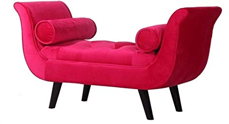 LYRZJJ Sitzbank Polsterbank Betthocker Beistellbank Flurbank Betthocker Truhenbank Stoffschuhbank aus Samt Ottoman mit Kissen, Rosenrot, 120 * 50 * 65cm (Color : Rose red, Size : 120 * 50 * 65cm)
