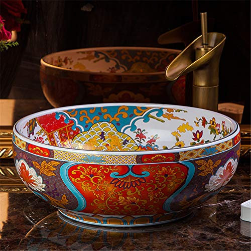 Antico Ceramica Arte Lavabo Da Appoggio Stile Europeo Hotel Lavandino Il Giro Domestico Bagno Lavello Fatto a Mano Modello Tradizionale Decorazione