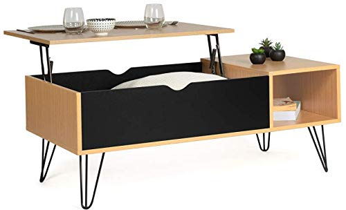 IDMarket - Table Basse Plateau relevable rectangulaire Noemi Bois Pied épingle